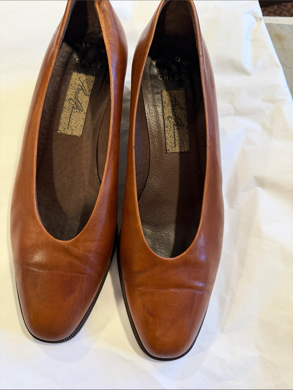 Chloe Tan Leather Ballet Flats